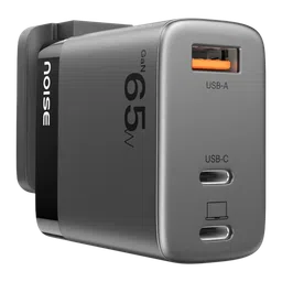 noise Power 65W Type A & Type C 3-Port Fast Charger (Adapter Only, GaN Technology, Black) image 2