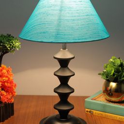 Homesake Turquoise Blue Metal Pillar Table Lamp-49