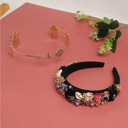SOHI Set of 2 Embellished Hairband-44