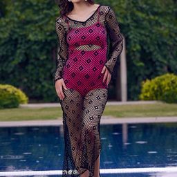Athena Self Design Lace Swimwear Cover Up Top-image-17