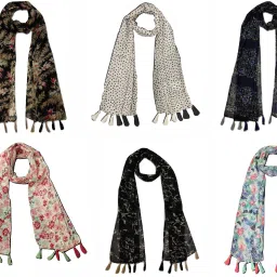 Printed Chiffon Women Multicolor Scarf, Stole, Fancy Scarf-image-74