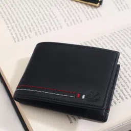 wrogn Men Formal Black Genuine Leather RFID Wallet-picture-0
