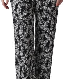 Women Relaxed Black Lycra Blend Trousers-image-3