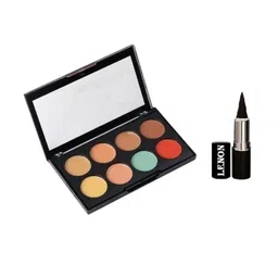 Lenon Set Of 2 Highlighter & Contour Palatte with Kajal - Black & Beige-18