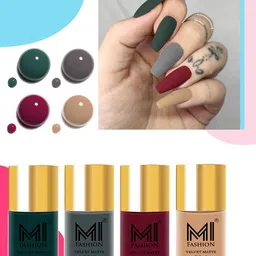 MI FASHION Set of 4 Velvet Matte Water Resistant Smooth Finish Nail Polish - 9.9 ml each-picture-10