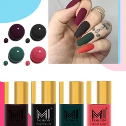 MI FASHION Velvet Matte Set of 4 Nail Polish 9.9 ml Each - Shade 03, 05, 12, 41-19