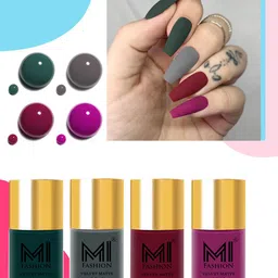 MI FASHION Set Of 4 Velvet Matte Lacquer Nail Polish 9.9ml Each - Shades 12-20-25-38-3