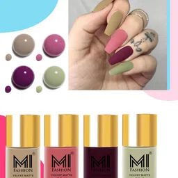 MI FASHION Set of 4 Velvet Matte Water Resistant Smooth Finish Nail Polish - 9.9 ml each-picture-17