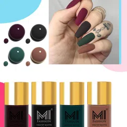 MI FASHION Set Of 4 Velvet Matte Lacquer Nail Polish 9.9ml Each - Shades 03-05-12-36-7