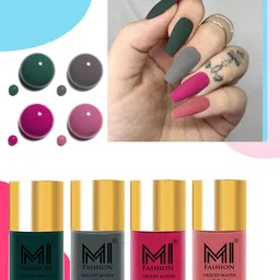 MI FASHION Velvet Matte Set Of 4 Lacquer Nail Polish 9.9ml Each - 12-20-24-35-21