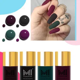 MI FASHION Set of 4 Velvet Matte Water Resistant Smooth Finish Nail Polish - 9.9 ml each-25