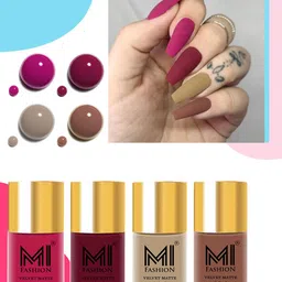 MI FASHION Set of 4 Velvet Matte Water Resistant Smooth Finish Nail Polish - 9.9 ml each-image-21