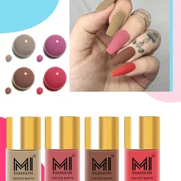 MI FASHION Set Of 4 Velvet Matte Lacquer Nail Polish 9.9ml Each - Shades 32-35-36-41-15