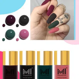 MI FASHION Velvet Matte Set of 4 Nail Polish 9.9 ml Each - Shade 03, 05, 12, 35-11