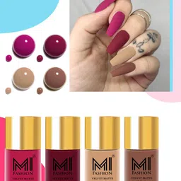 MI FASHION Set Of 4 Velvet Matte Lacquer Nail Polish 9.9ml Each - Shades 24-25-28-36-87
