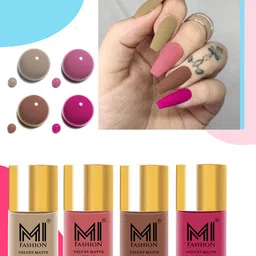 MI FASHION Set of 4 Velvet Matte Water Resistant Smooth Finish Nail Polish - 9.9 ml each-picture-16