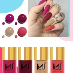 MI FASHION Velvet Matte Set of 4 Nail Polish 9.9 ml Each - Shade 24, 25, 28, 41-72