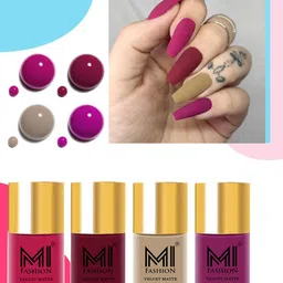 MI FASHION Set Of 4 Velvet Matte Lacquer Nail Polish 9.9ml Each - Shades 24-25-32-38-88