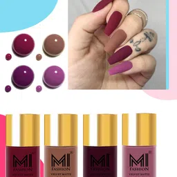 MI FASHION Velvet Matte Set of 4 Nail Polish 9.9 ml Each - Shade 25, 36, 37, 39-6