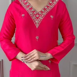 KALINI Sequin Embroidered Regular Straight Kurta With Trousers & Dupatta image 2