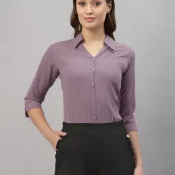 Women Regular Fit Solid Spread Collar Formal Shirt-image-34