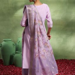 gerua by libas Libas Floral Yoke Design Sequinned Kurta with Trouser & Dupatta image 5