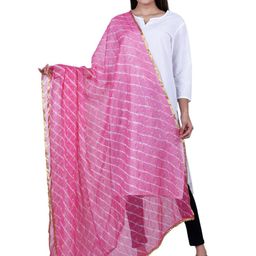 Alakh Creation Leheriya Printed Zari Chiffon Dupatta image 1