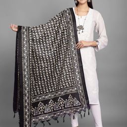 LOOM LEGACY Ethnic Motifs Printed Tasselled Dupatta-35