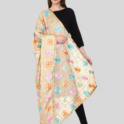 SWI Stylish Ethnic Motifs Embroidered Phulkari Dupatta-49
