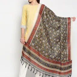 Dupatta Bazaar Black & Red Printed Dupatta-13
