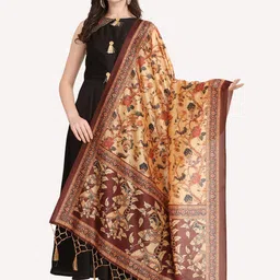 Kaizen TEXO FAB Maroon & Beige Ethnic Motifs Printed Dupatta-21