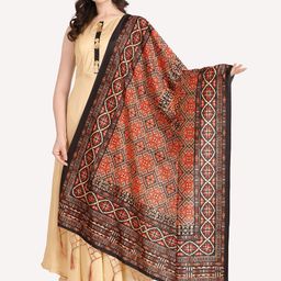 Kaizen TEXO FAB Black & Red Ethnic Motifs Printed Dupatta image 1