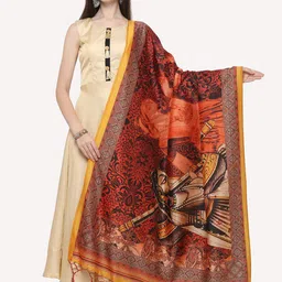 Kaizen TEXO FAB Maroon & Black Ethnic Motifs Printed Dupatta-54