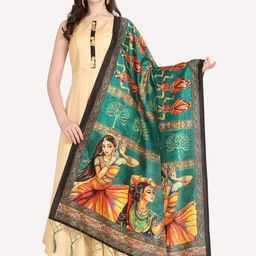 Kaizen TEXO FAB Green & Yellow Ethnic Motifs Printed Dupatta-57