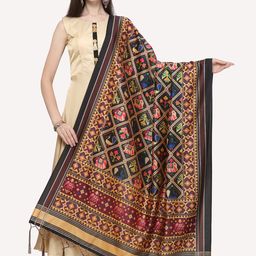 Kaizen TEXO FAB Black & Maroon Ethnic Motifs Printed Dupatta-74