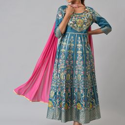 AURELIA Pink & Gold-Toned Printed Dupatta-58