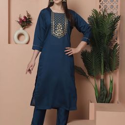 Rajnandini Floral Embroidered Regular Sequinned Kurta with Trousers & Dupatta-picture-2