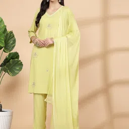 Nayam By Lakshita Ethnic Motifs Embroidered Straight Kurta & Palazzos With Dupatta-image-38