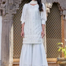 KALINI Floral Embroidered Regular Kurti with Sharara & Dupatta-picture-30