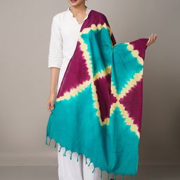 Unnati Silks Women Blue & Purple Dyed Pure Cotton Shibori Dupatta-22
