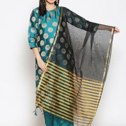 Dupatta Bazaar Black & Gold-Toned Printed Dupatta-14