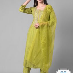 Dollar Missy Ethnic Motifs Yoke Design Beads & Stones Kurta With Trousers & Dupatta-picture-49