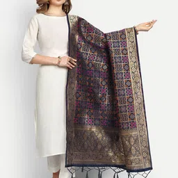 ESCORA Bandhani Woven Design Tasselled Bandhani Silk Dupatta-picture-37