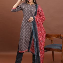 KETCH Ethnic Motifs Printed Straight Kurta With Trousers & Dupatta-18