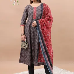 KETCH Ethnic Motifs Printed Gotta Patti Anarkali Kurta with Trousers & Dupatta-image-30