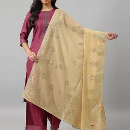 W Gold-Toned Ethnic Motifs Embroidered Dupatta-picture-45