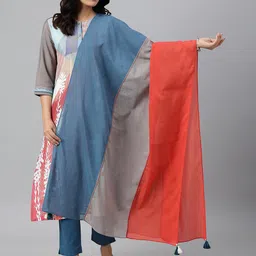 W Women Bright Multicoloured Dupatta with Tassels-19