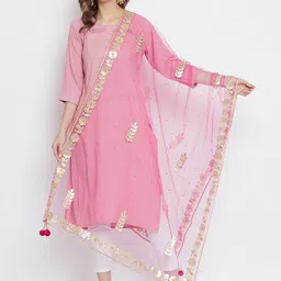 Clora Creation Embroidered Dupatta with Gotta Patti-21