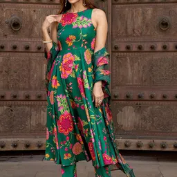 KALINI Women Floral Printed Regular Kurta with Trousers & With Dupatta-picture-24