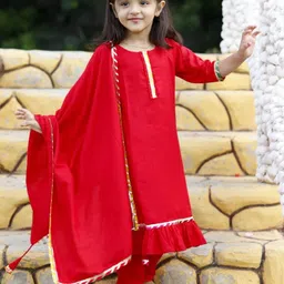 BAESD Girls Round Neck Gotta Patti Kurta with Pyjamas & Dupatta-picture-54
